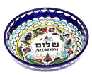 Shalom/Peace with pigeon Armenian ceramic Bowl - Large II (11 inches or 28cm in diameter) - Asfour Outlet Trademark