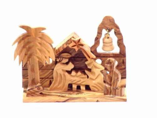 Natividad de Madera de Olivo del Mercado de Tierra Santa - Pueblo Navideño