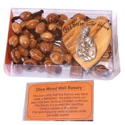 Olive Wood Wall Rosary with Certificate and Gift Box.