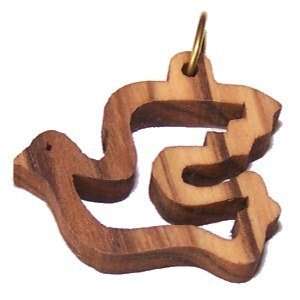 Paloma del Espíritu Santo de madera de olivo con láser (8 cm o 3.15" de largo)