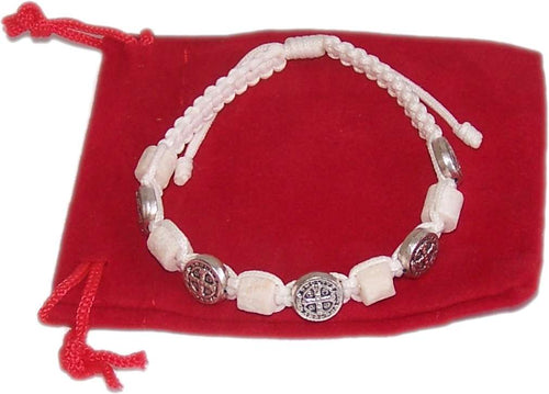 MEDJUGORJE - Rosario - Pulsera de piedras de la colina de la Aparición directamente de MEDJUGORJE. - Hilo blanco