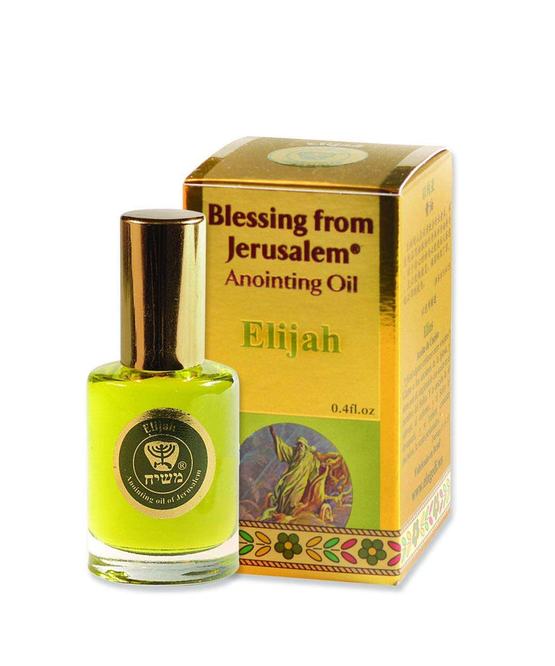 Gold box showing Elijah rising in the fiery chariot, with 0.4 oz oil bottle