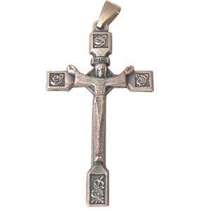 Rosary Roses crucifix - Pewter (5x2.7cm-2x1.1")