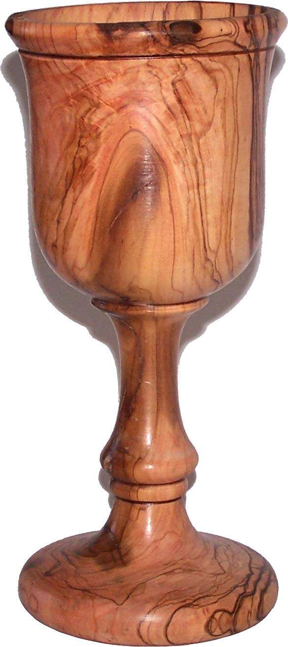 Copa del Mercado de Tierra Santa - Cáliz - Madera de olivo oscuro (19.8 cm grande) - Profunda (221 ml)