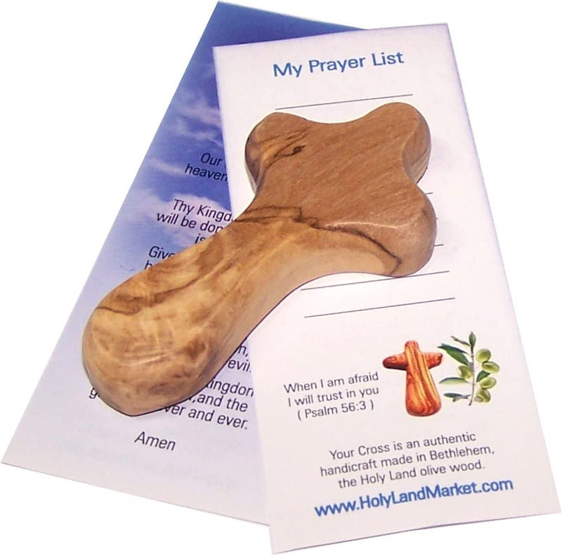 Holy Land Market 50 Small Olive Wood Pocket/Holding Crosses - 2.75 Inches each with Certificate from Bethlehem