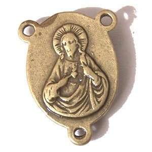 Sagrado Corazón de Jesús - pieza central de María - Bronce (2.3cm-0.9")