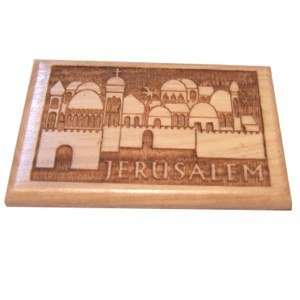 Imán de Jerusalén del Mercado de Tierra Santa - Madera de Olivo (6x4 cm o 2.4x1.6)