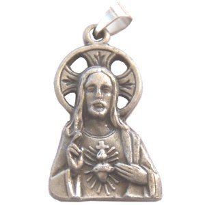 Sacred Heart of Jesus medal - Large - Pewter (3.9cm-1.53")