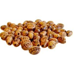 60 Oval Carved Olive Wood Beads-Oval 9mm