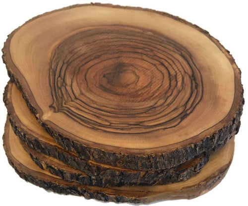 Juego de 4 posavasos/trivets de Madera de Olivo Tallada a Mano - Mercado de Tierra Santa (aproximadamente 4.5-6 Pulgadas cada uno) - Marca Asfour Outlet