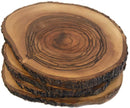 Holy Land Market Large Hand Carved Olive Wood Natural Coaster Set of 4 coasters/trivets (about 4.5-6 Inches each) - Asfour Outlet Trademark