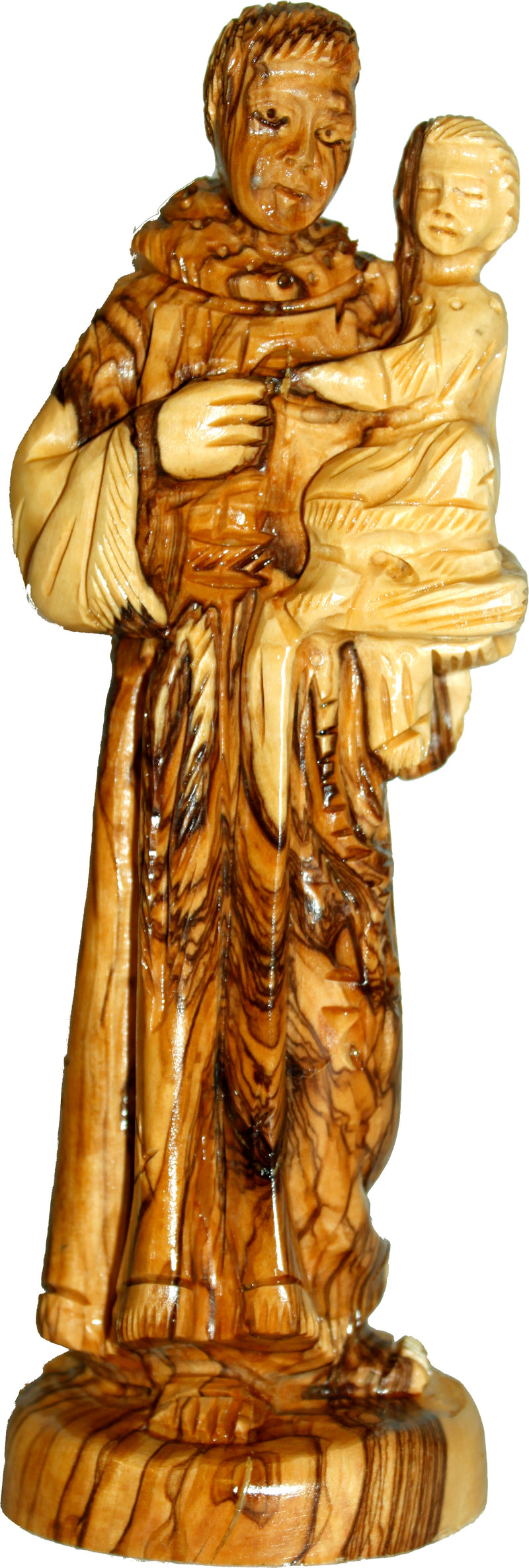 Holy Land Market Saint Anthony Carved in Olive Wood Figure Statue - 9 Inches