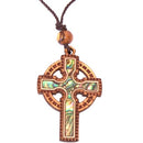 Celtic Olive wood Crucifix with Mother of Pearls (60cm / 23.5 inches, Cross is 5cm or 2 inches)