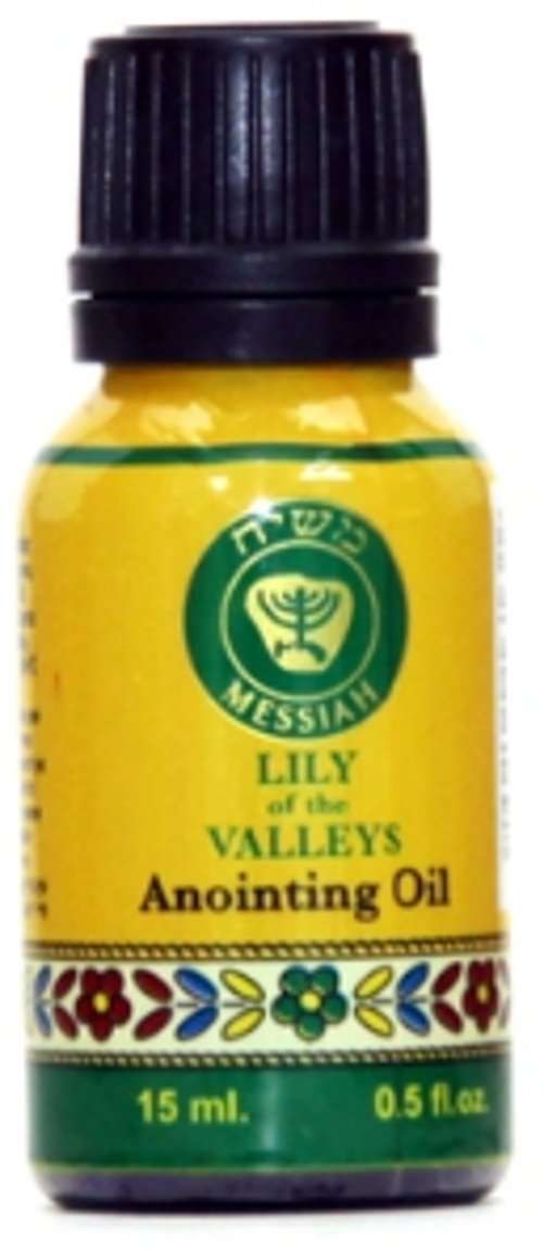 Aceite de unción de lirios del valle de Ein Gedi en su nueva y asombrosa presentación, botella de vidrio azul cobalto - Aceite de unción - 15ml (0.5 fl. oz.) de Ein Gedi