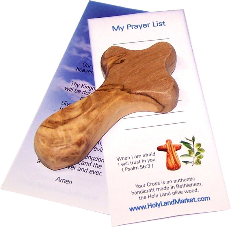 Holy Land Market Small Olive Wood Pocket / Holding Crosses With Certificates (2.5 Inches)