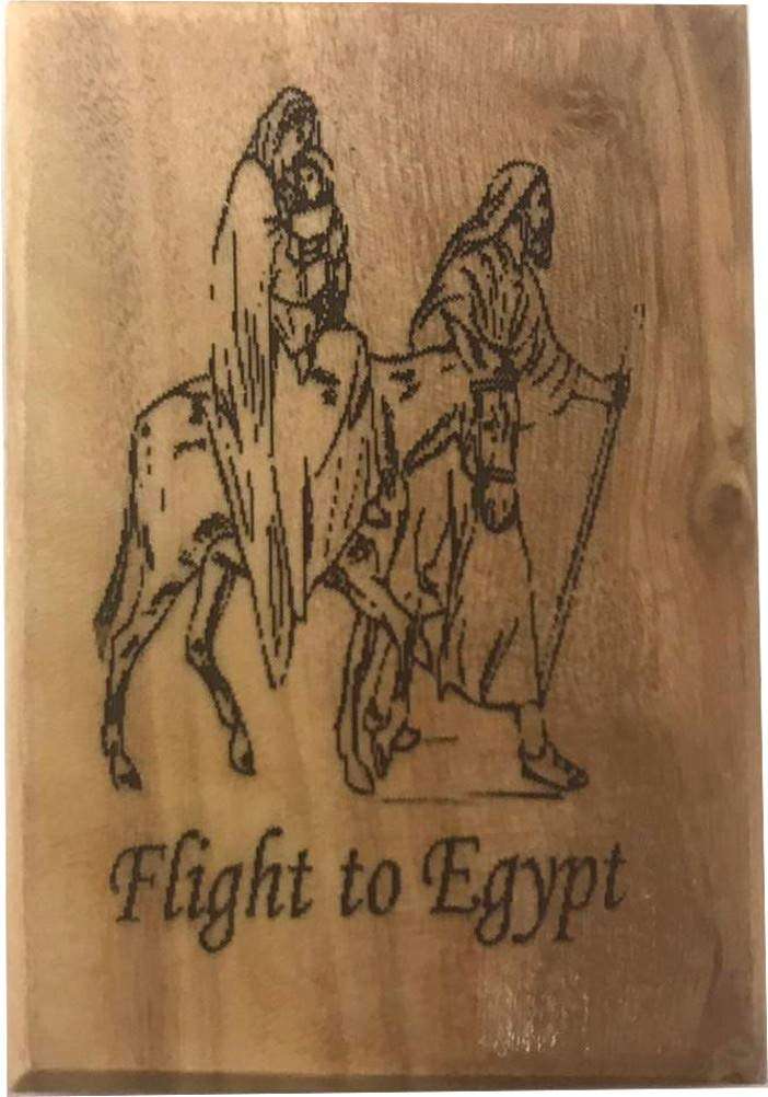 Imán Vuelo a Egipto del Mercado de Tierra Santa - Madera de olivo (6x4 cm o 2.4x1.6)
