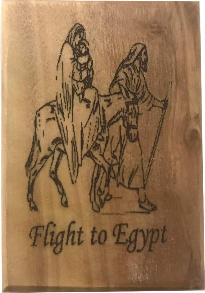 Holy Land Market Flight to Egypt Magnet - Olive wood (6x4 cm or 2.4x1.6)