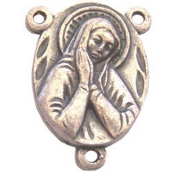Sacred Heart with Lady of Sorrows center-Pewter (2.3cm-0.9")
