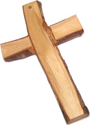 Rugged with rustic/bark edges olive wood Cross/Crucifix from Bethlehem - Medium