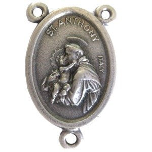 St. Anthony of Padua and St. Francis - Pewter center (2.2x1.6 cm-0.86x0.6")