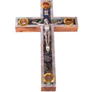 Olive Wood with Mother of Pearls Crucifix From Bethlehem with Holy Land Samples - 8 Inches or 20 Cm
