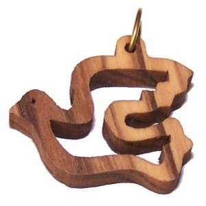 Paloma del Espíritu Santo de madera de olivo con láser (6 cm o 2.36" de largo)