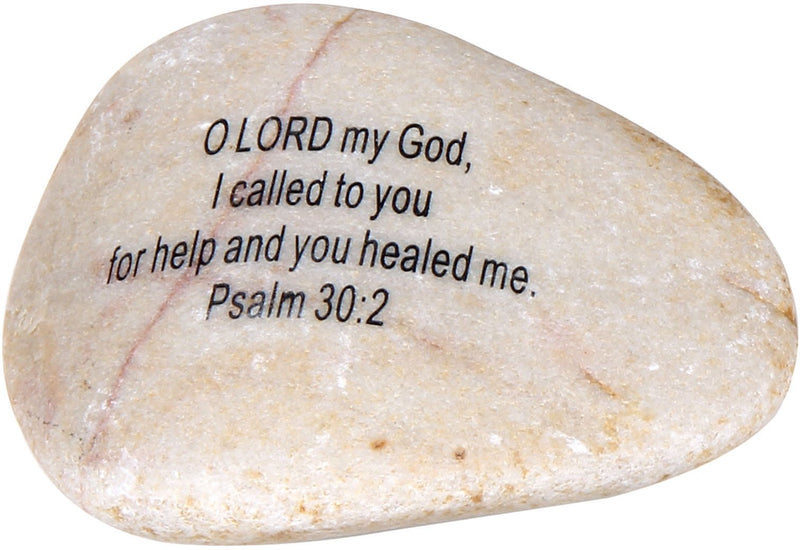 Holy Land Market Extra Large Engraved Inspirational Scripture Biblical Natural Stones Collection - Stone VI : Psalm 30:2 :" O Lord My God, I Called to You for Help and You Healed me.