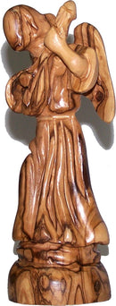 Angel playing music - carved in olive wood , modern style ( 17cm or 6.8 Inches )