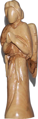 Angel (annunciation) - carved in olive wood, modern style (18.5cm or 7.4 Inches)