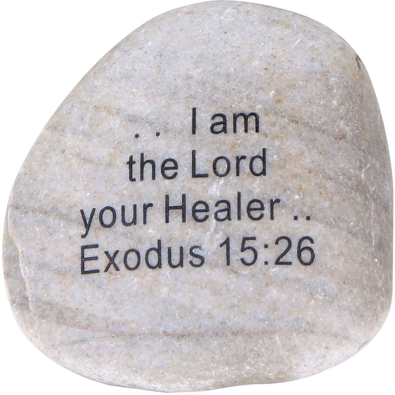 Holy Land Market Extra Large Engraved Inspirational Scripture Biblical Natural Stones Collection - Stone V : Exodus 15 :26 :" I am The Lord Your Healer