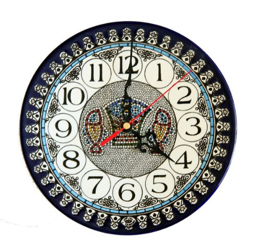 Mosaic Fish and Bread - Miracle of Multiplication Wall Clock - Meduim (8.8 inches or 22 cm)